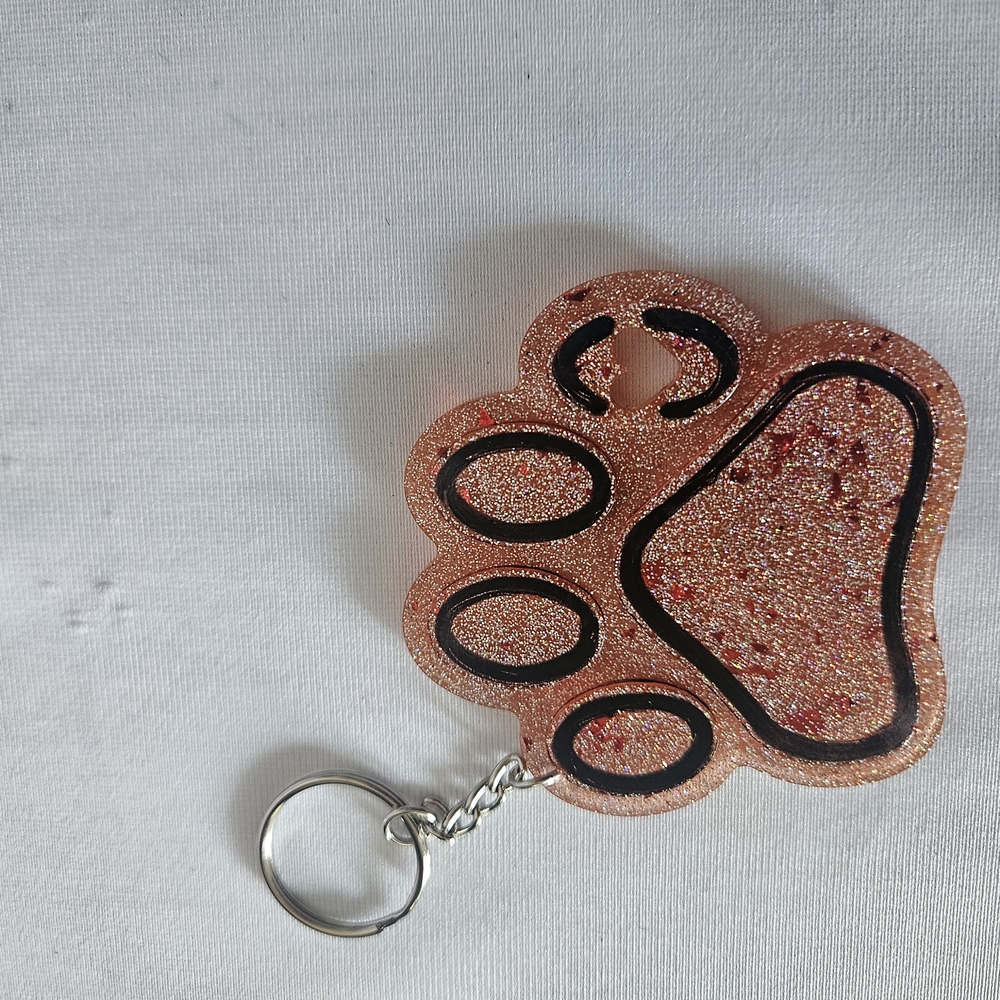 Glitter Paw Print Keychain